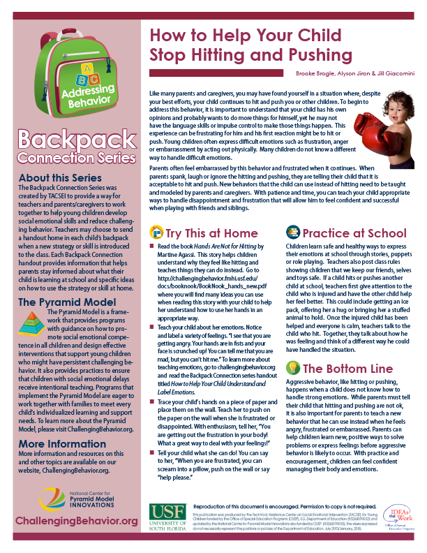 Addressing Behavior - How to Help Your Child Stop Hitting and Pushing