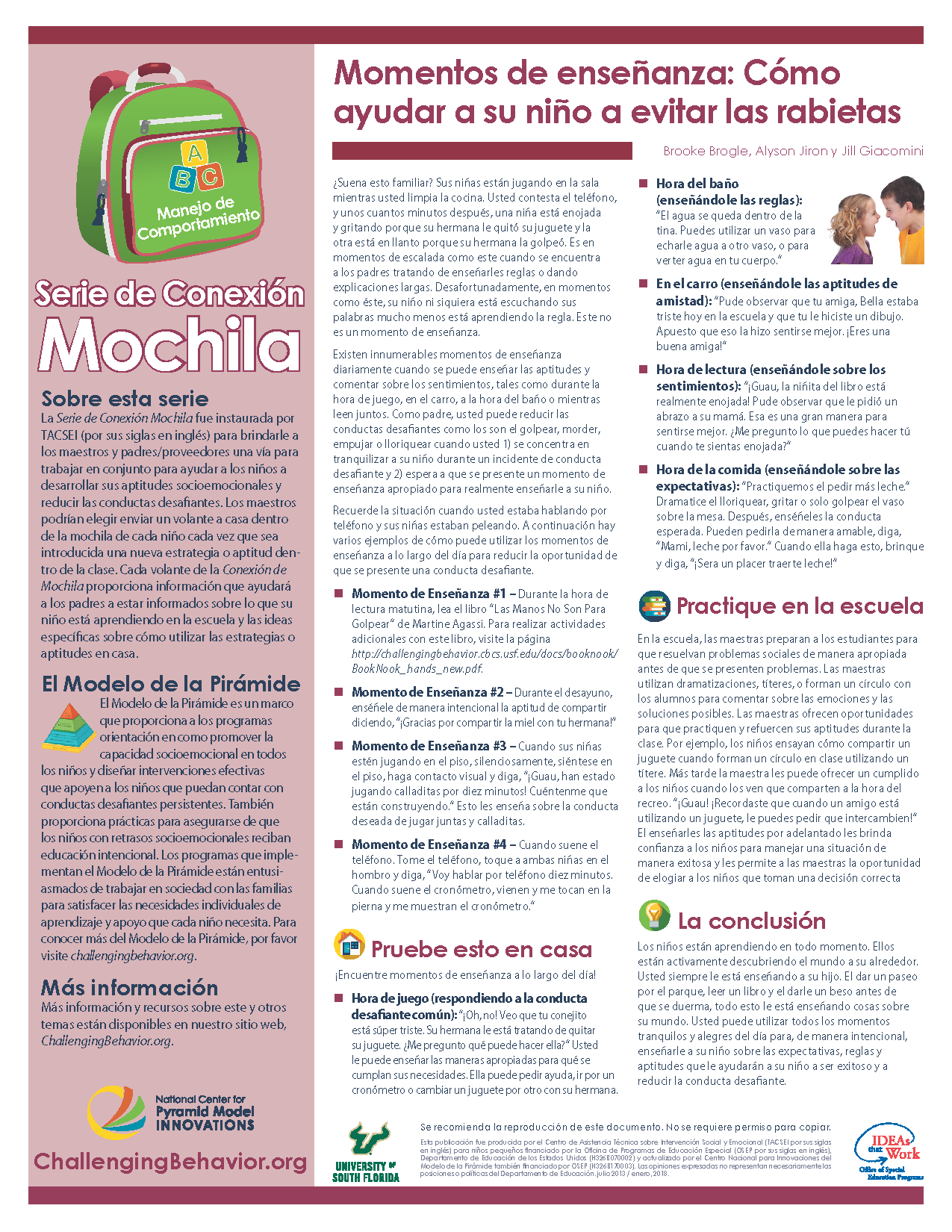 Addressing Behavior - Teachable Moments: How to Help Your Child Avoid Meltdowns (Spanish)