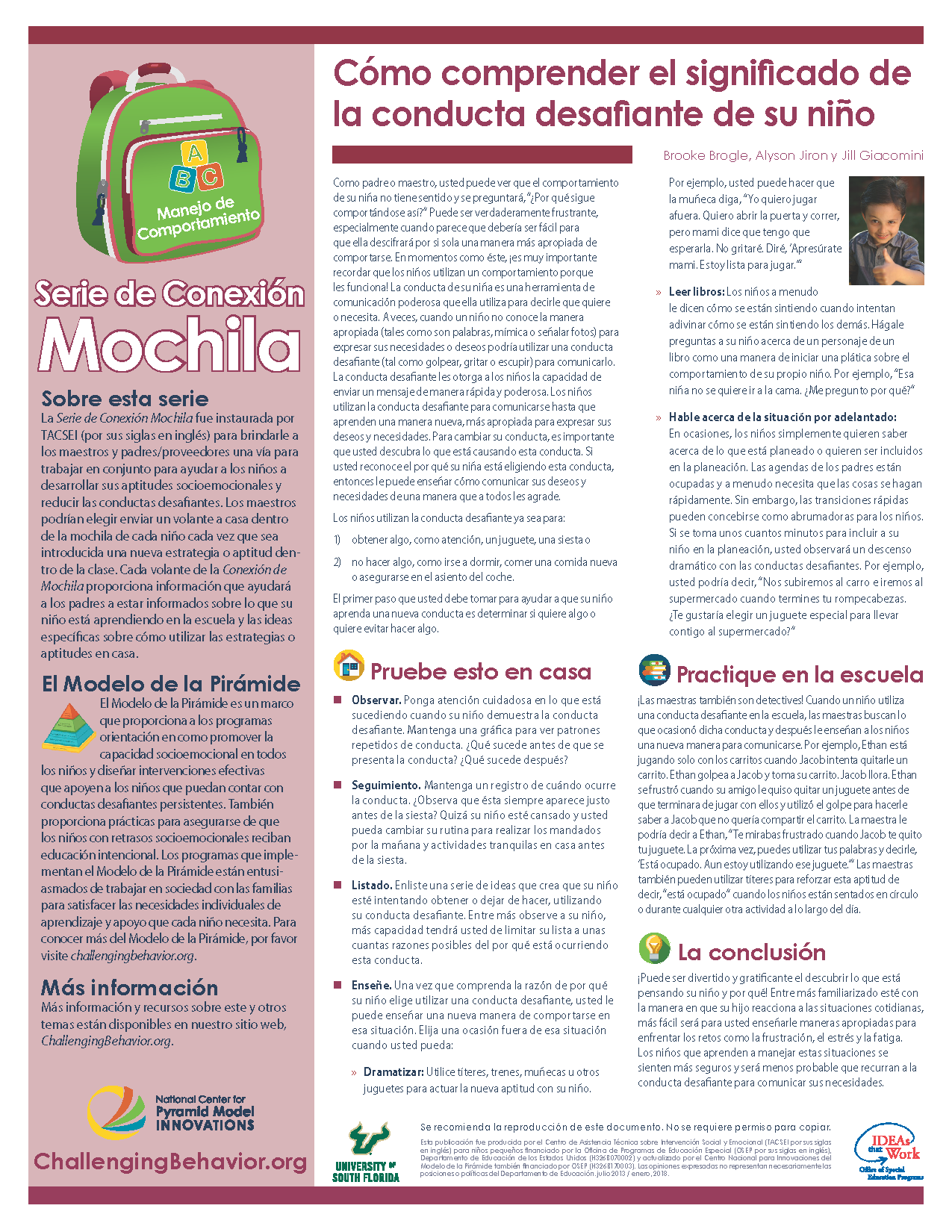 Addressing Behavior - How to Understand the Meaning of Your Child's Challenging Behavior (Spanish)