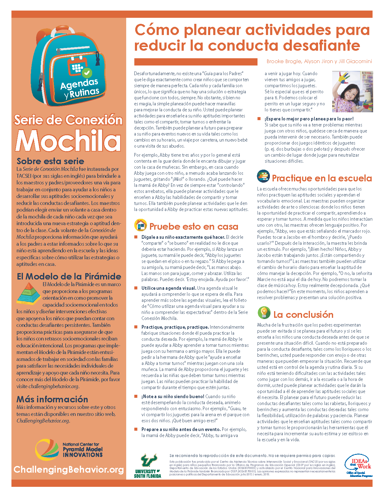 Routines and Schedules - How to Plan Activities to Reduce Challenging Behavior (Spanish)