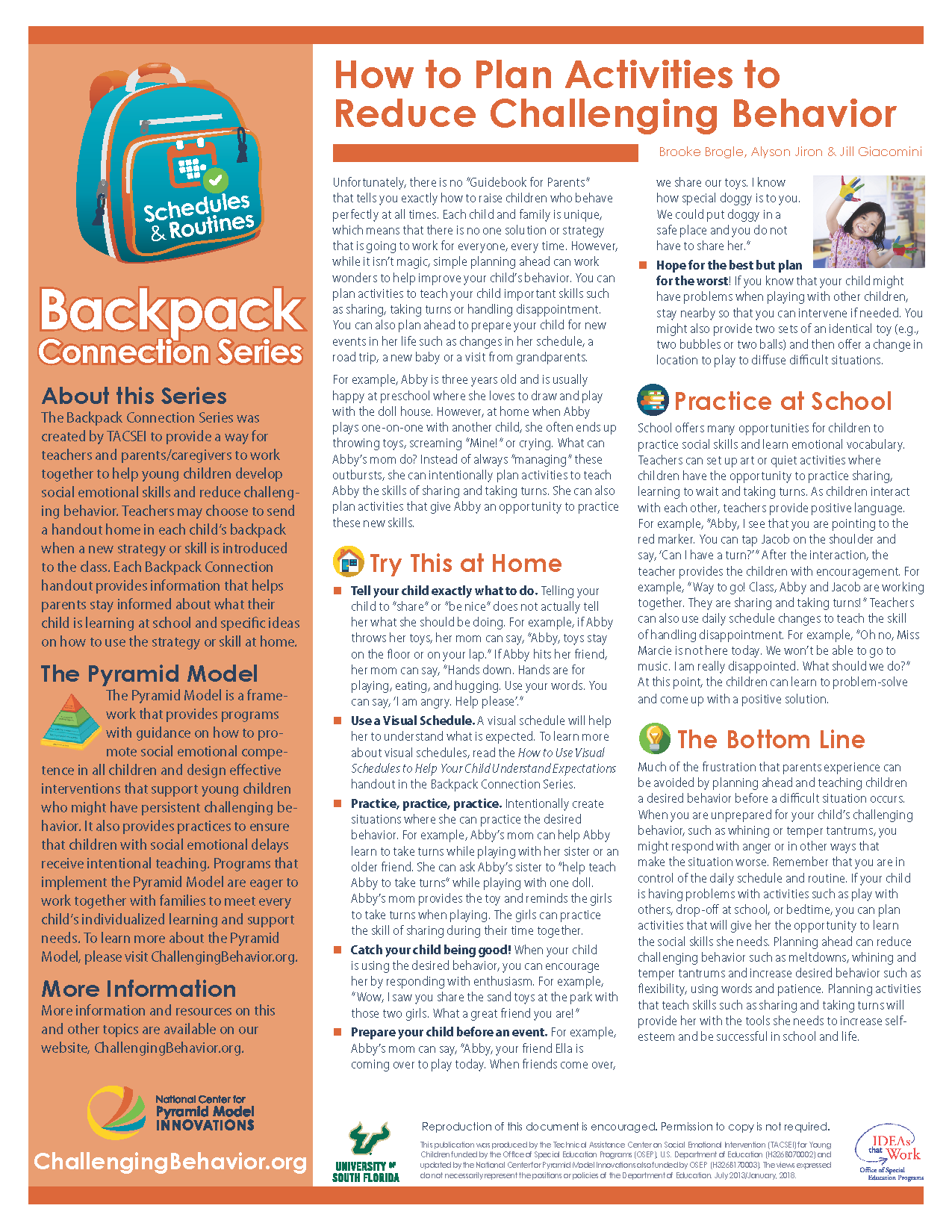 Routines and Schedules - How to Plan Activities to Reduce Challenging Behavior