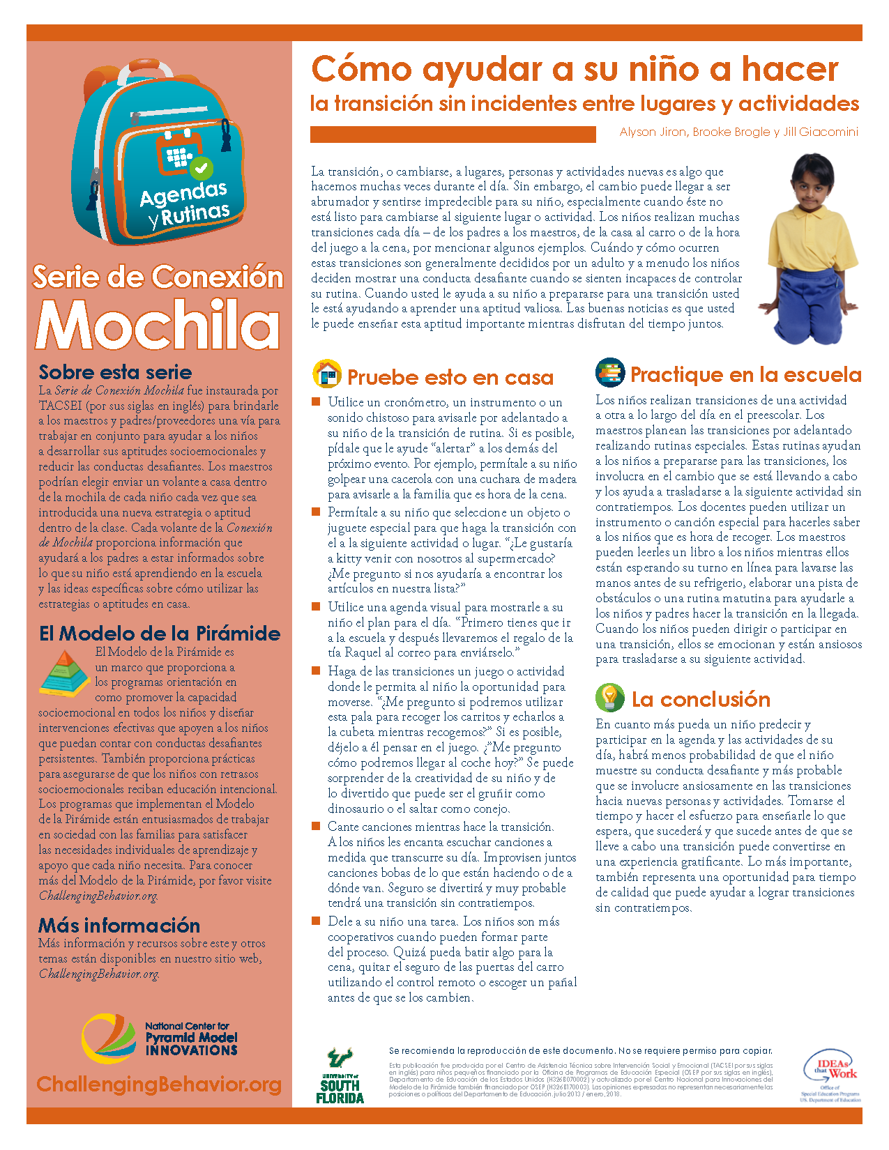 Routines and Schedules - How to Help Your Child Transition Smoothly Between Places and Activities (Spanish)