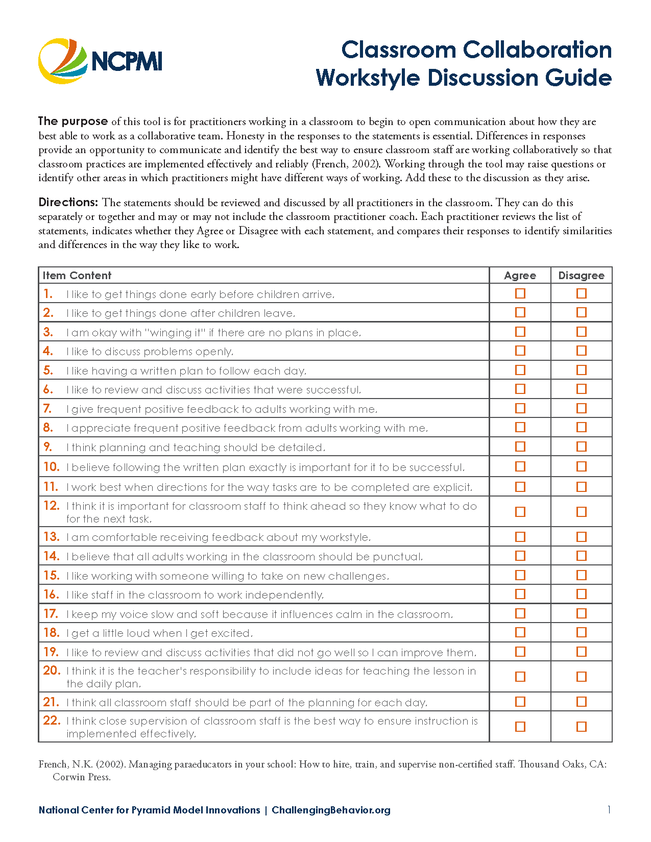 Classroom Collaboration Workstyle Discussion Guide