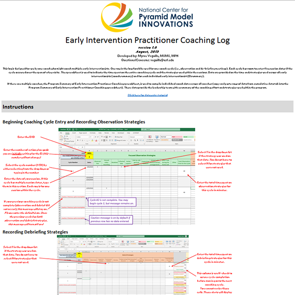 Early Intervention Practitioner Coaching Log (Excel)