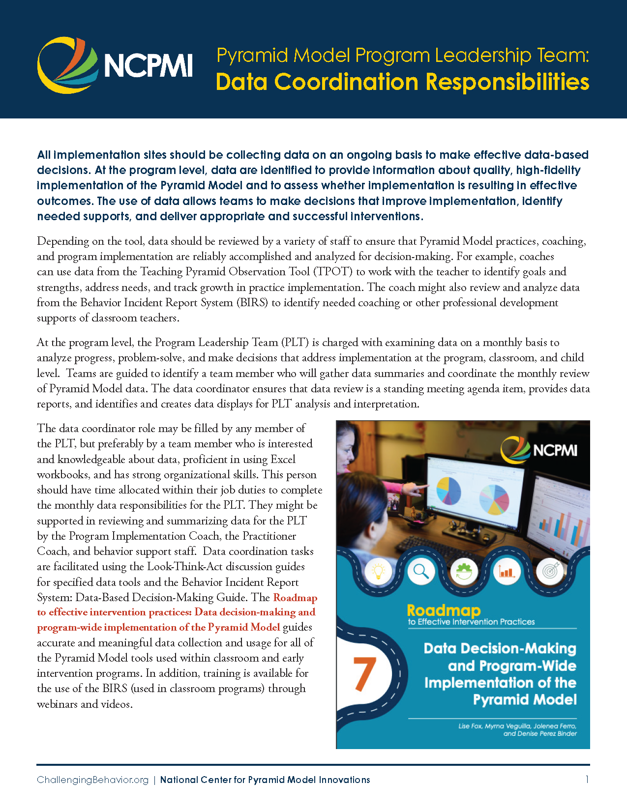Pyramid Model Program Leadership Team: Data Coordination Responsibilities