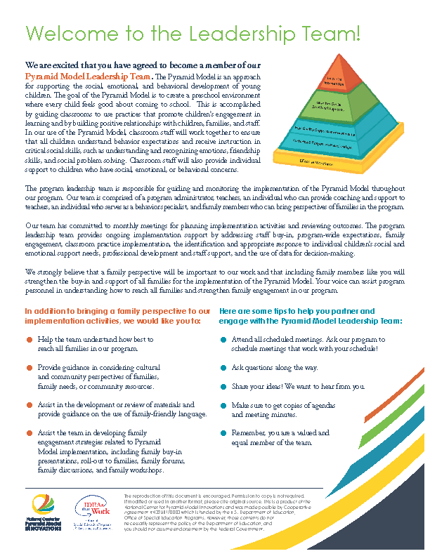 Leadership Team Welcome Letter for Families