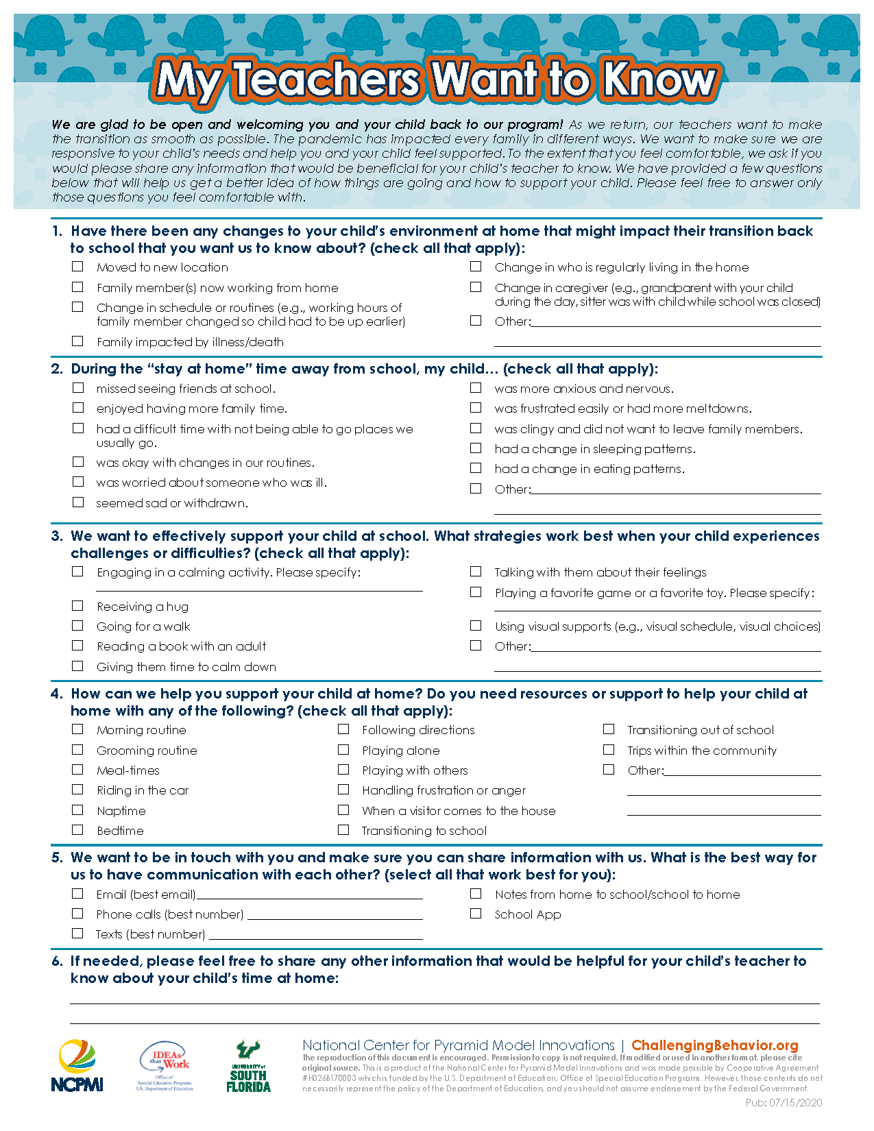 My Teachers Want to Know