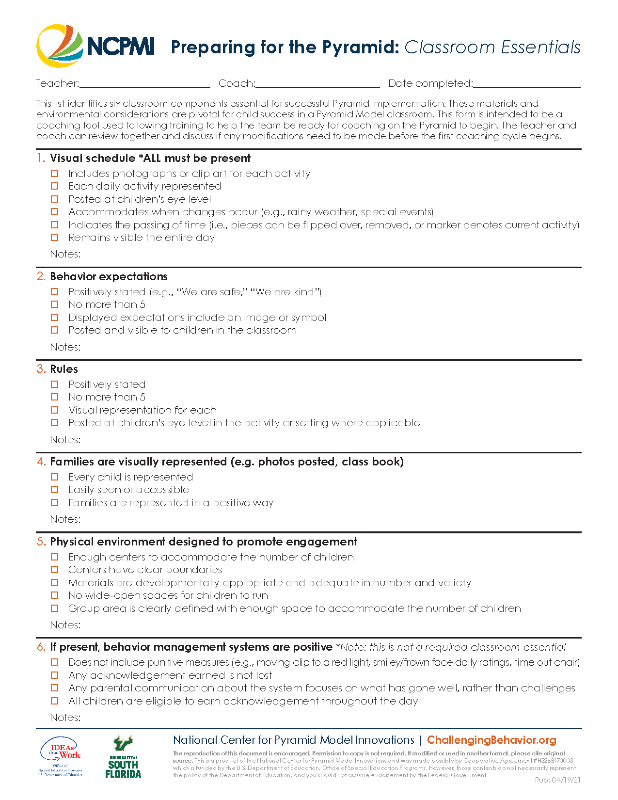 Preparing for the Pyramid: Classroom Essentials