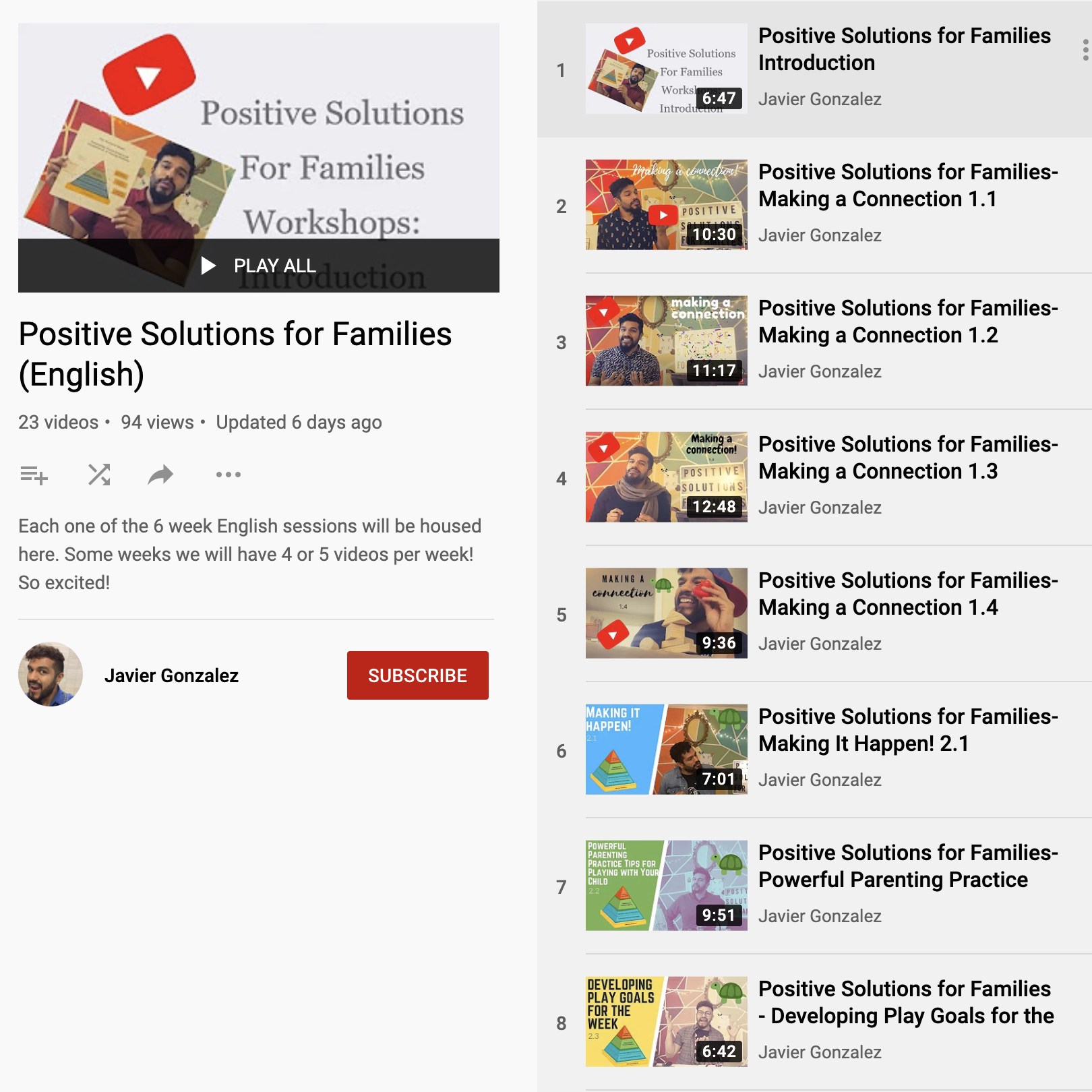 Positive Solutions for Families