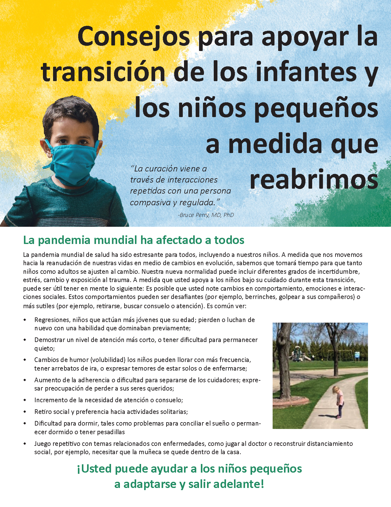 Tips for Supporting Infants and Young Children's Transition as we Re-open (Spanish)