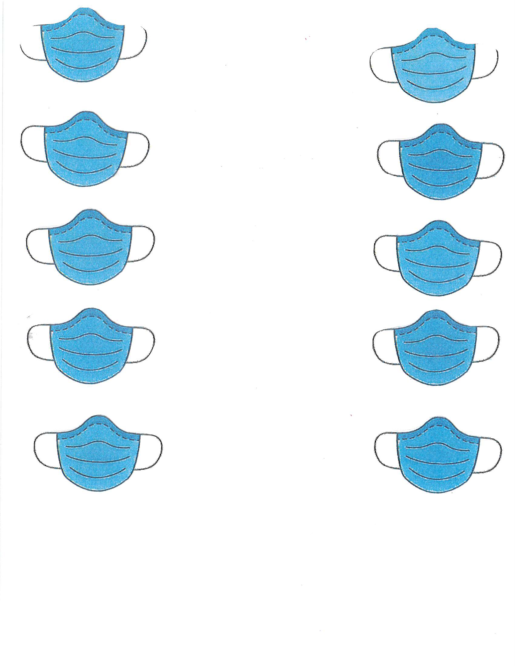 Blackline template of face mask