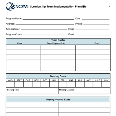 Leadership Team Implementation Plan (EI) Form thumb