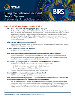 Thumbnail image of page one of Using the Behavior Incident Report System: Frequently Asked Questions