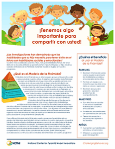 Thumbnail image of the Information Sheet for Families Announcing Pyramid Model (Spanish) Resource