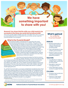Thumbnail image of the Information Sheet for Families Announcing Pyramid Model Resource