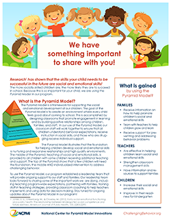 Thumbnail image of the Information Sheet for Families Announcing Pyramid Model Resource
