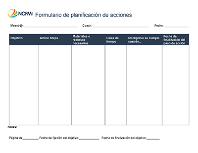 Action Plan Template A (Editable, Spanish)