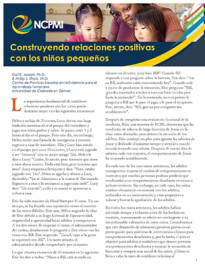 Building Positive Relationships with Young Children (Spanish)