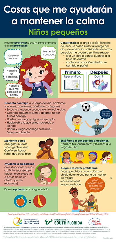 Things That Will Help Me Stay Calm - Toddlers (Spanish, PDF)
