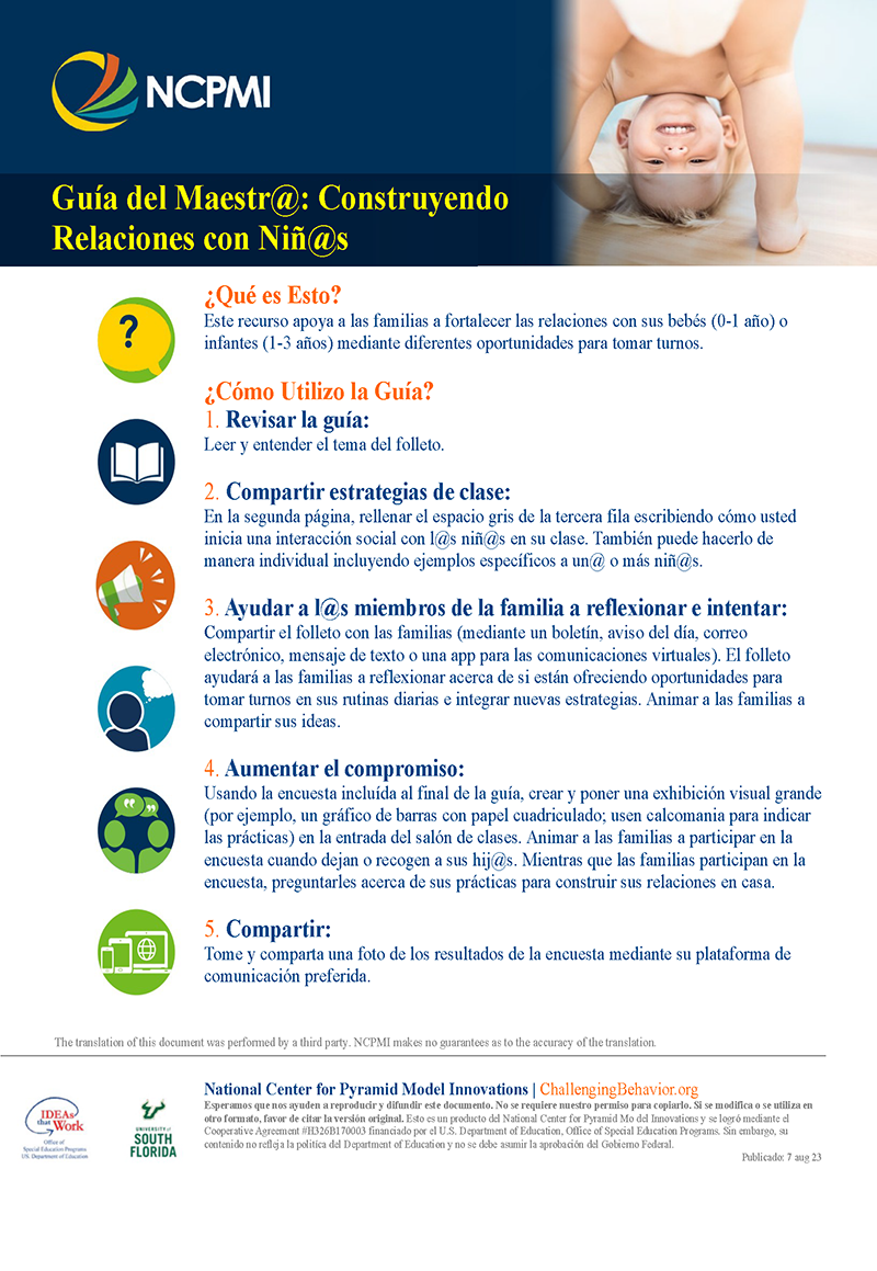 Teacher's Guide: Building Relationships with Children (Spanish)