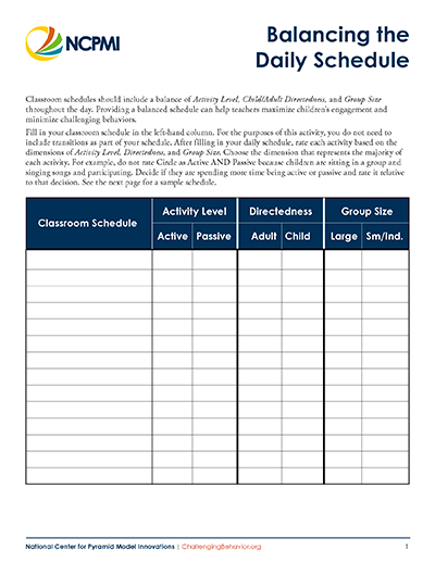 Balancing the Daily Schedule Form thumbnail view