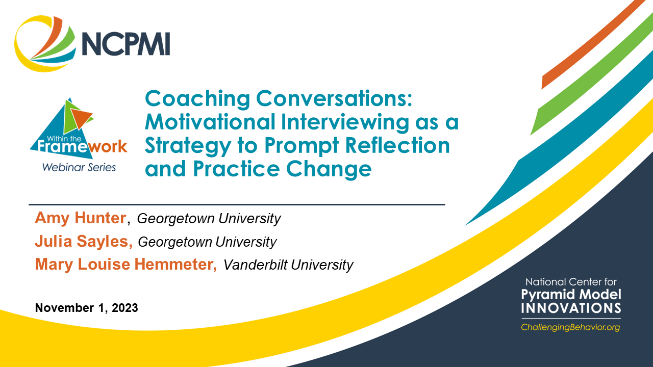Coaching Conversation-Motivational Interviewing as a Strategy to Prompt Reflection & Practice Change Title Slide Coaching Conversations: Motivational Interviewing as a Strategy to Prompt Reflection and Practice Change