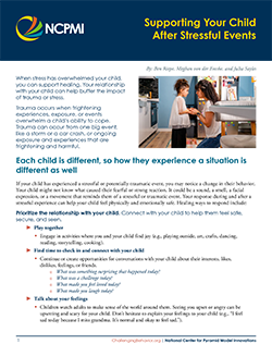 Thumbnail view of page one of the Supporting Your Child After Stressful Events Resource