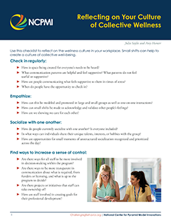 Thumbnail of page 1 of Reflecting on Your Culture of Collective Wellness Resource