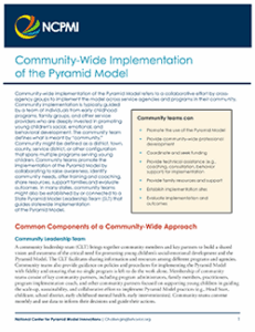 Thumbnail image of page 1 of the Community-Wide Implementation of the Pyramid Model fact sheet