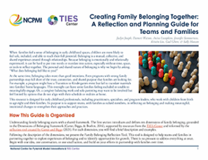 Thumbnail of page 1 of the Creating Family Belonging Together: A Reflection and Planning Guide for Teams and Families resource