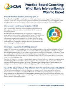 Thumbnail image of the Practice-Based Coaching: What Early Interventionists Want to Know fact sheet