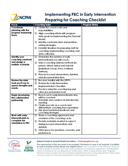 Implementing PBC in Early Intervention Preparing for Coaching Checklist thumnail