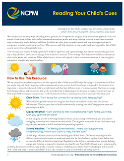 Page one thumbnail of the Reading Your Child's Cues resource